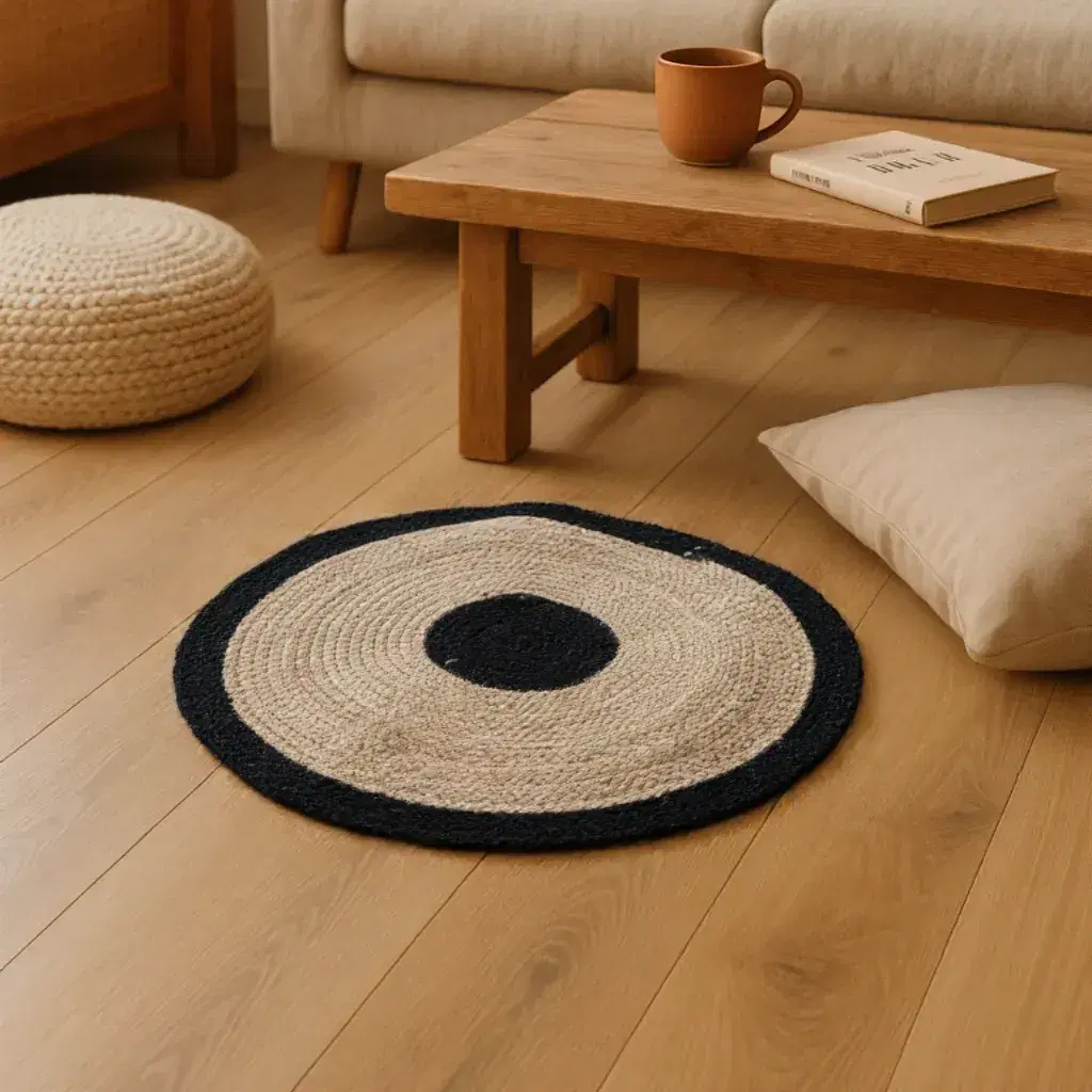 Circular Rug with Black Border